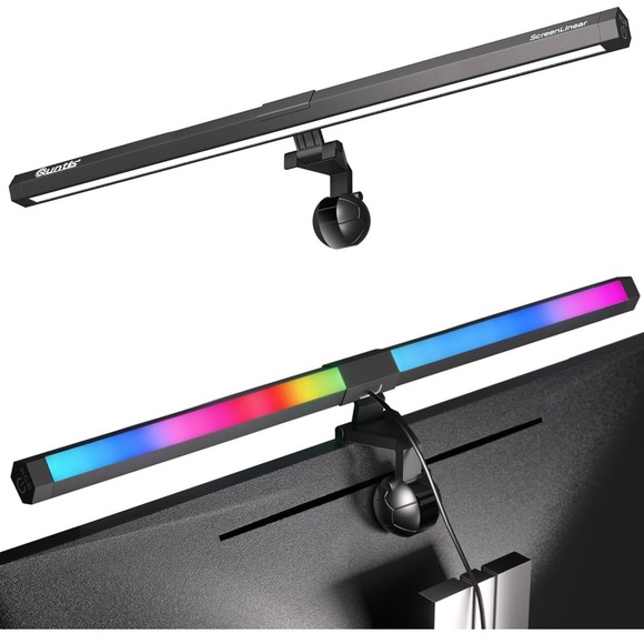 Quntis Monitor Light Bar RGB Backlight Dual Light Gaming Desk 15 Modes NEW - Picture 1 of 9